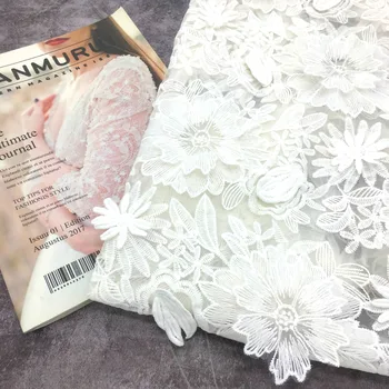Органза бродерия дантела плат окото бродерия 3D цвете сватба аксесоари женски производители място wholesa